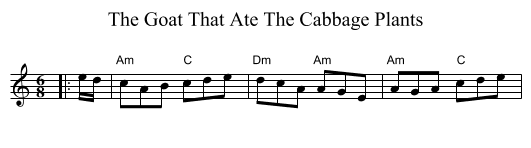 The Goat That Ate The Cabbage Plants - staff notation