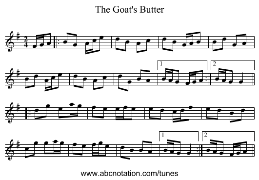 The Goat's Butter - staff notation