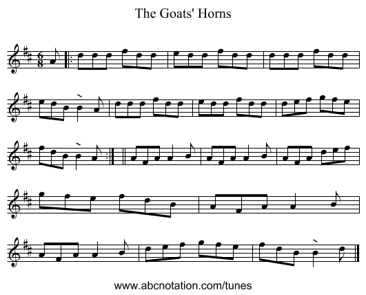 The Goats' Horns - staff notation