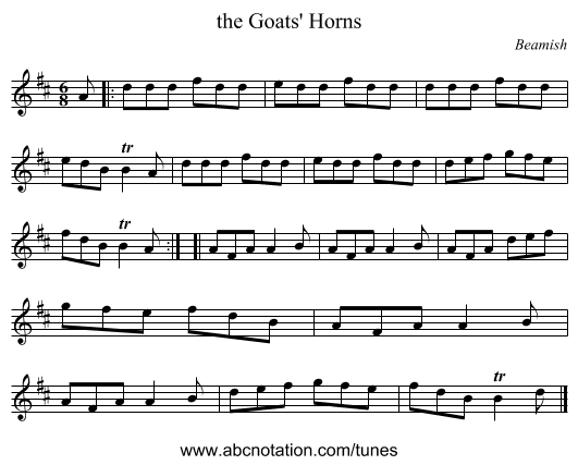 the Goats' Horns - staff notation