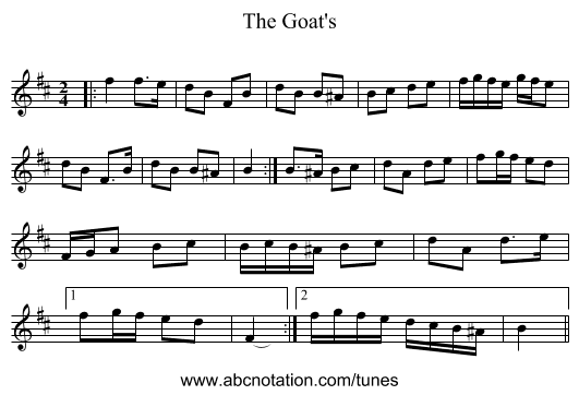 The Goat's - staff notation