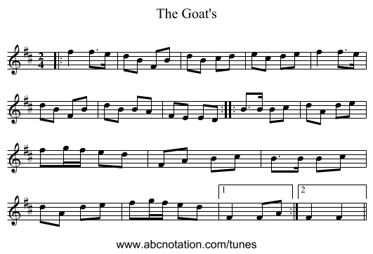The Goat's - staff notation