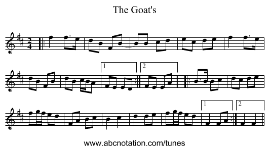 The Goat's - staff notation