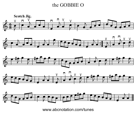 the GOBBIE O - staff notation