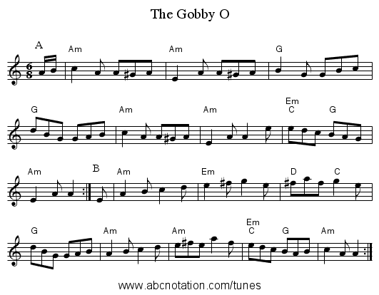 The Gobby O - staff notation