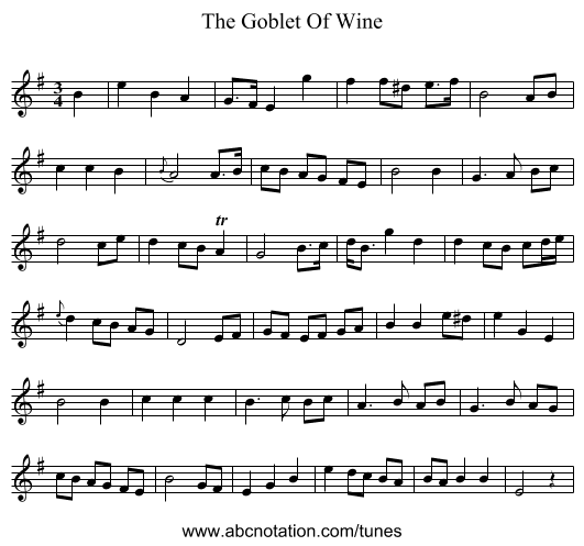 The Goblet Of Wine - staff notation