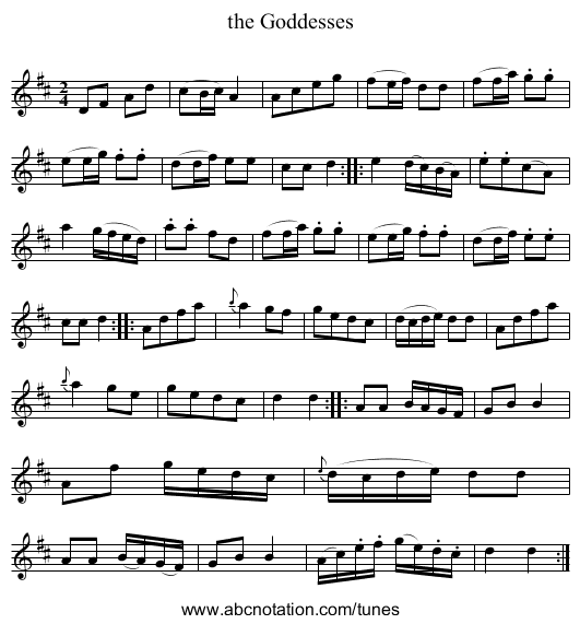 the Goddesses - staff notation