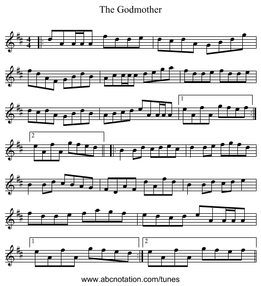 The Godmother - staff notation