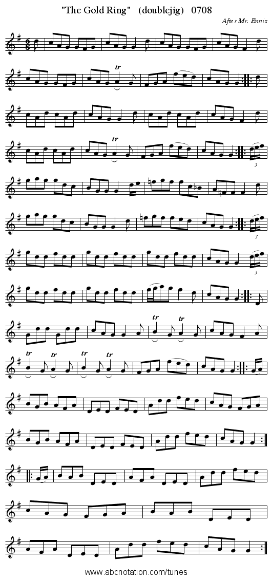 The Gold Ring   (doublejig)   0708 - staff notation