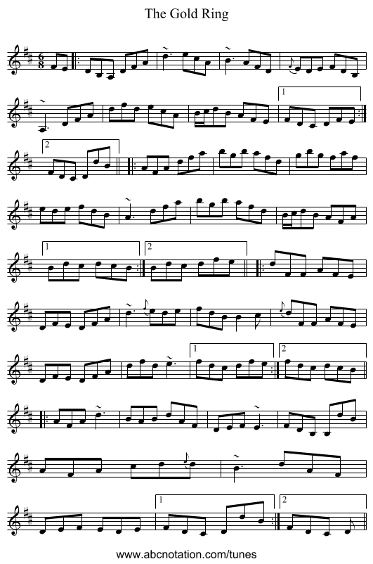 The Gold Ring - staff notation