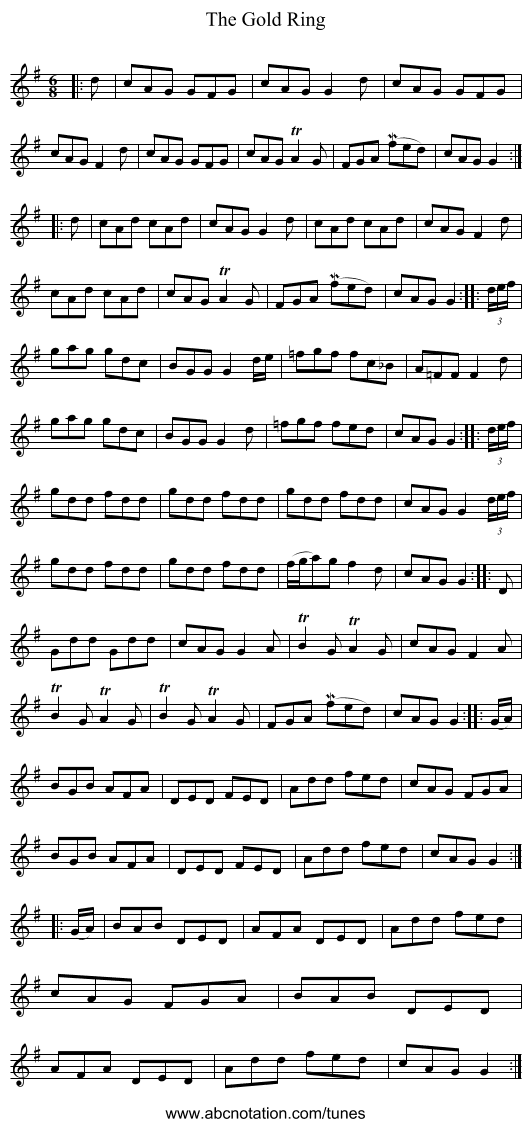 The Gold Ring - staff notation