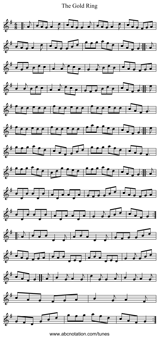 The Gold Ring - staff notation