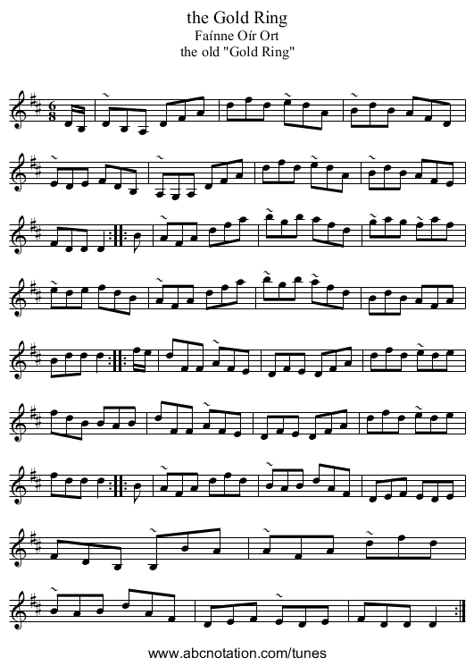 the Gold Ring - staff notation
