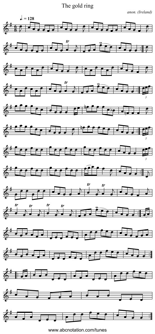 The gold ring - staff notation