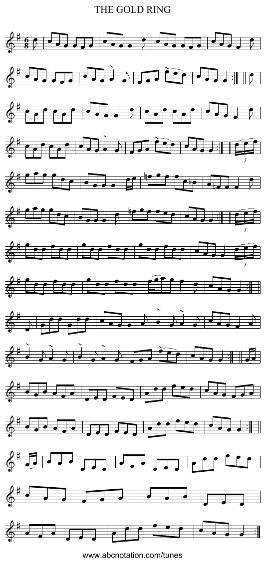 THE GOLD RING - staff notation
