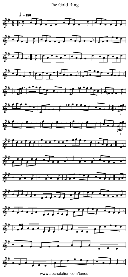 The Gold Ring - staff notation