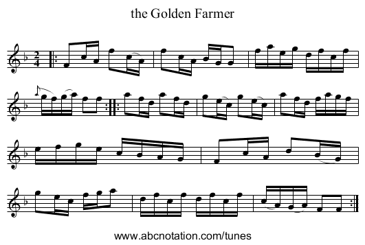 the Golden Farmer - staff notation