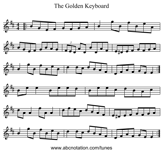 The Golden Keyboard - staff notation