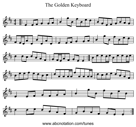 The Golden Keyboard - staff notation