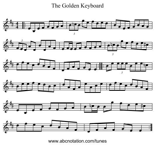 The Golden Keyboard - staff notation