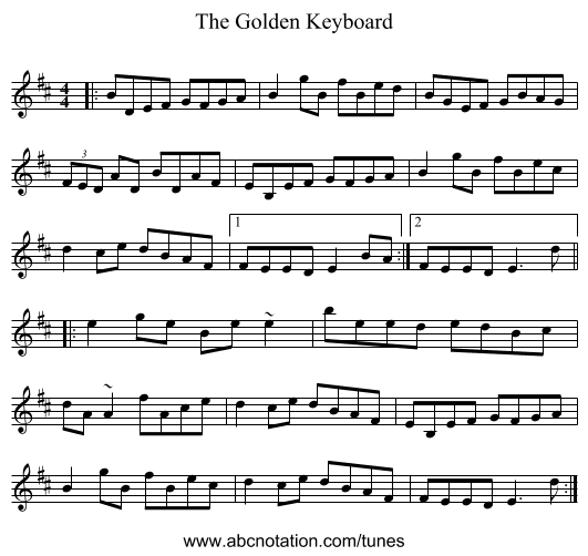 The Golden Keyboard - staff notation