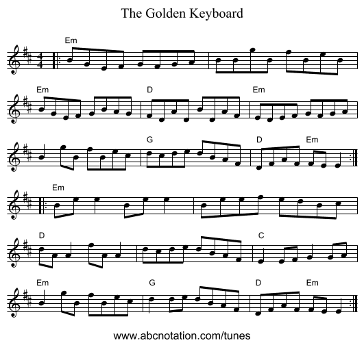 The Golden Keyboard - staff notation