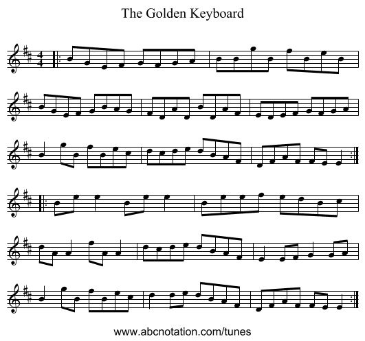The Golden Keyboard - staff notation