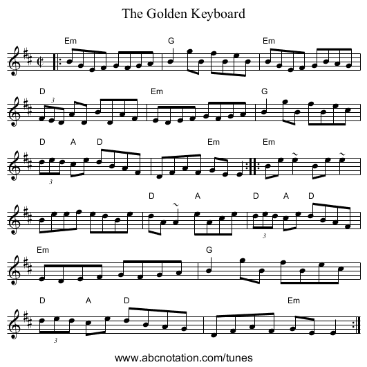 The Golden Keyboard - staff notation