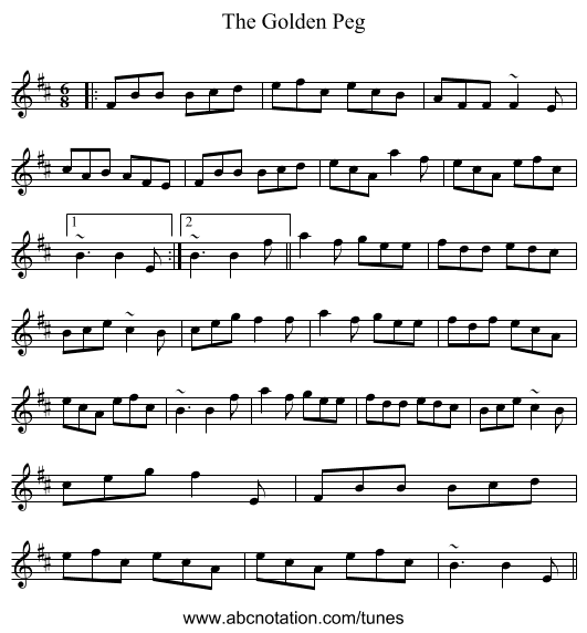 The Golden Peg - staff notation