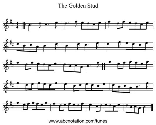 The Golden Stud - staff notation