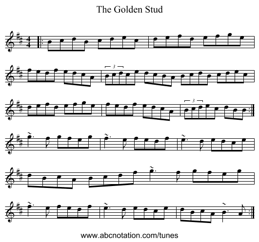 The Golden Stud - staff notation