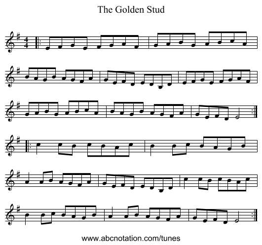 The Golden Stud - staff notation