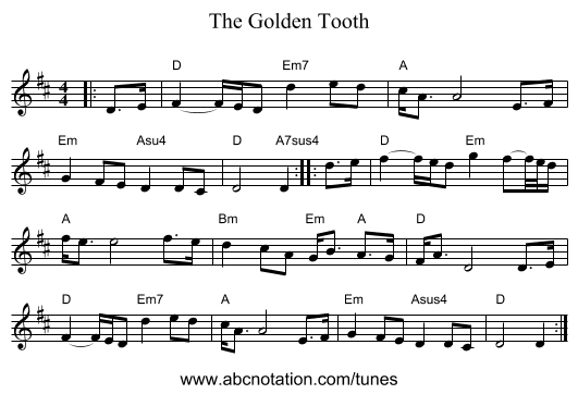 The Golden Tooth - staff notation