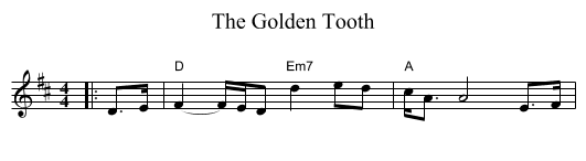 The Golden Tooth - staff notation