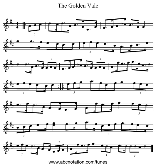 The Golden Vale - staff notation