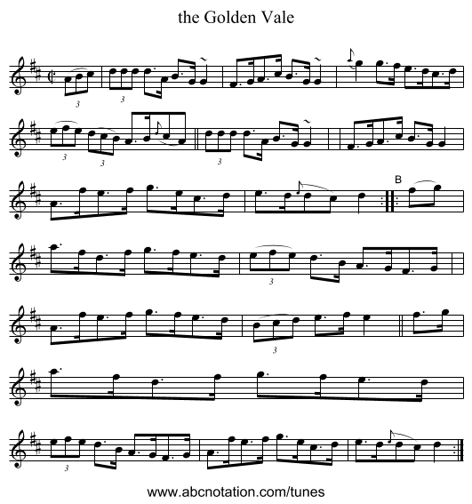 the Golden Vale - staff notation
