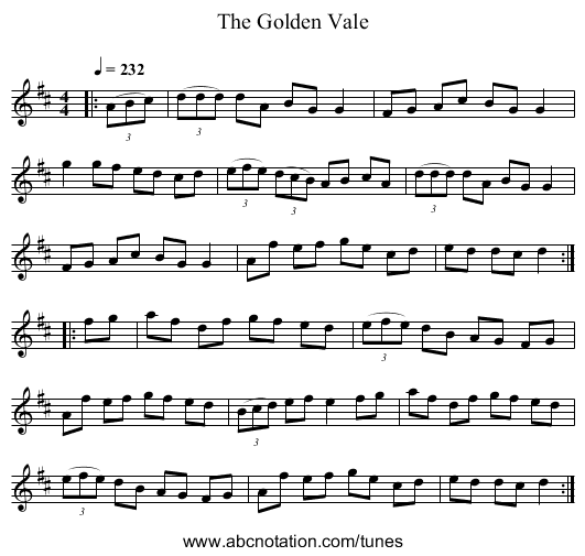 The Golden Vale - staff notation