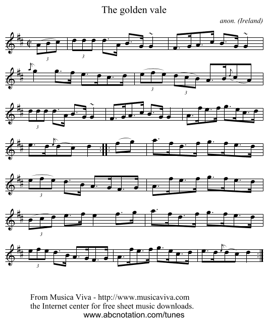 The golden vale - staff notation