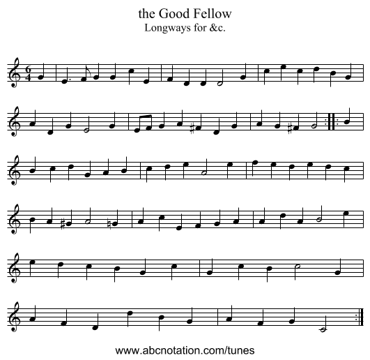 the Good Fellow - staff notation