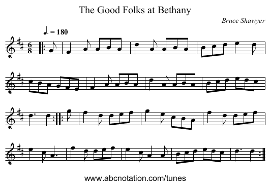 The Good Folks at Bethany - staff notation