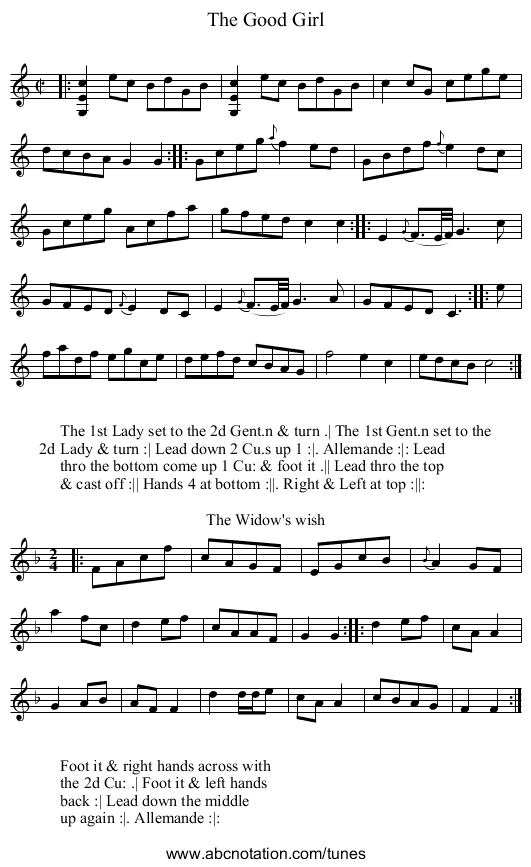 The Good Girl - staff notation