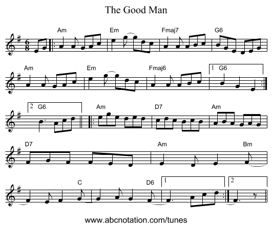 The Good Man - staff notation