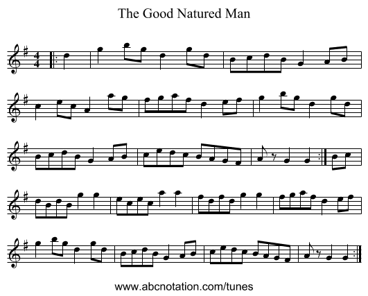 The Good Natured Man - staff notation