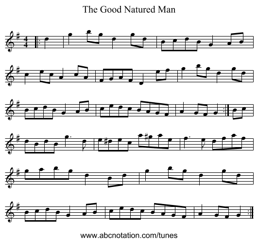 The Good Natured Man - staff notation