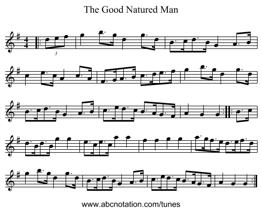 The Good Natured Man - staff notation
