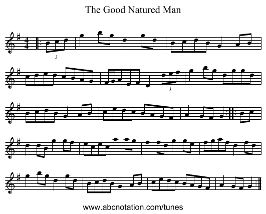 The Good Natured Man - staff notation