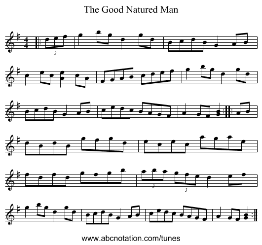 The Good Natured Man - staff notation