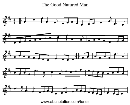 The Good Natured Man - staff notation
