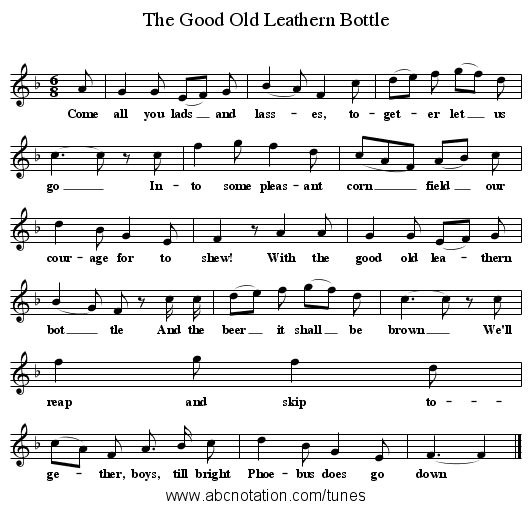The Good Old Leathern Bottle - staff notation