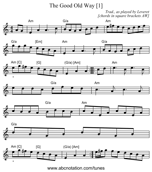 The Good Old Way [1] - staff notation